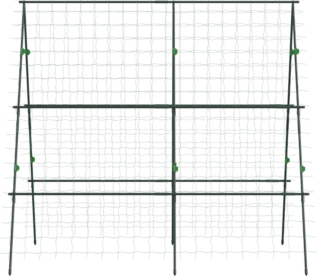 Outsunny Spalier de grădină suport pentru plante cățărătoare în formă de A din oțel, 3 niveluri cu înălțime reglabilă, 180 x 100 x 180 cm, verde | Aosom Romania