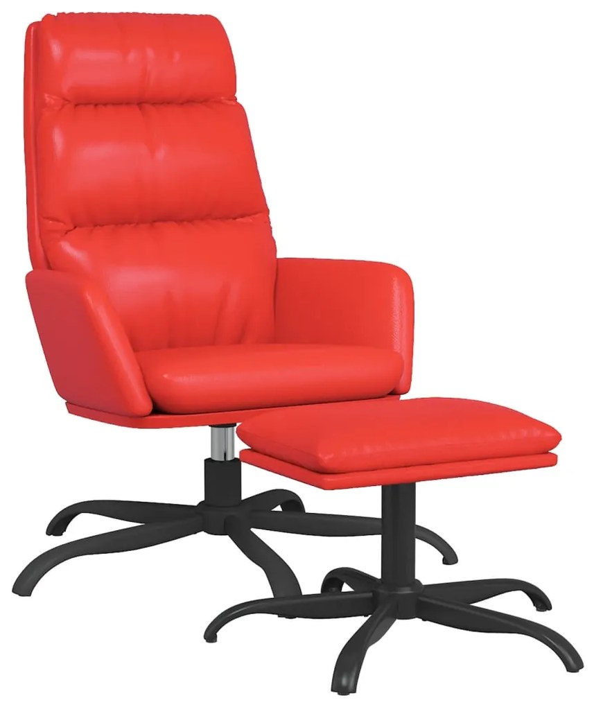 3097540 vidaXL Scaun de relaxare cu taburet, roșu, piele ecologică