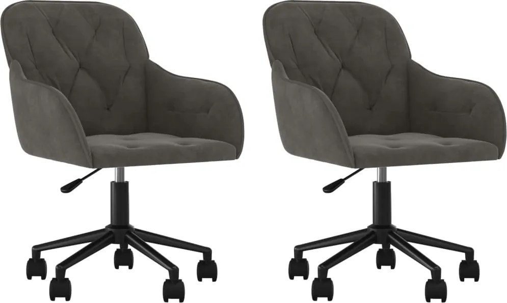 vidaXL Scaune de bucătărie pivotante, 2 buc, gri închis, catifea