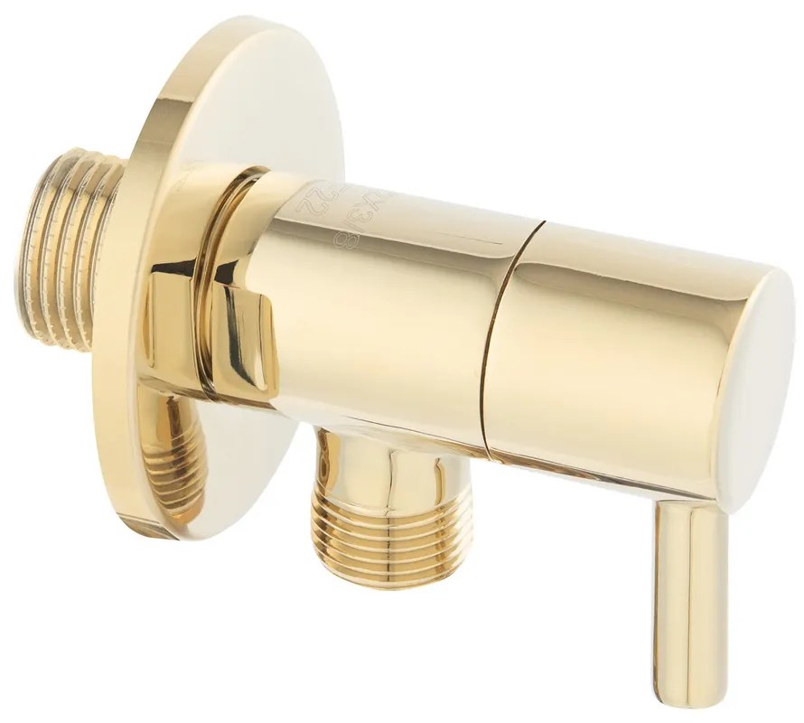 Robinet coltar Ferro 1/2”x3/8” rotund cu finisaj auriu lucios