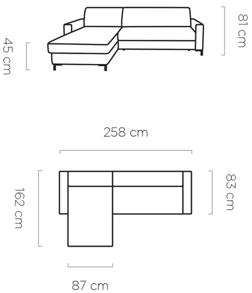 Coltar living Vocal Mini pe dreapta - L258 x l162 x h81 cm