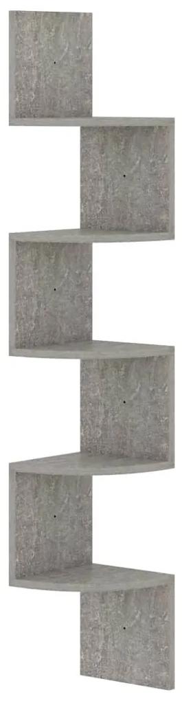 326835 vidaXL Raft de perete de colț, gri beton, 19x19x123 cm, lemn prelucrat