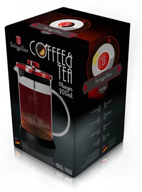 Infuzor pentru cafea si ceai 800 ml Burgundy Metallic Line Berlinger Haus BH 1498