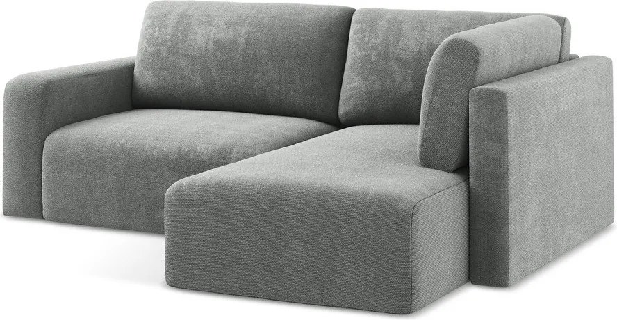 Colțar gri extensibil/cu spațiu de depozitare cu tapițerie din chenille (cu colț pe partea dreaptă/în formă de ”L”) Kona – Makamii