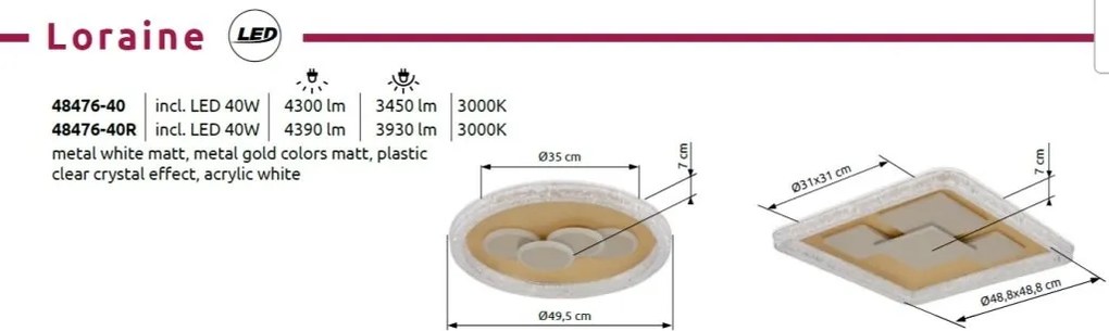 Plafoniera LED moderna LORAINE D-49,5cm