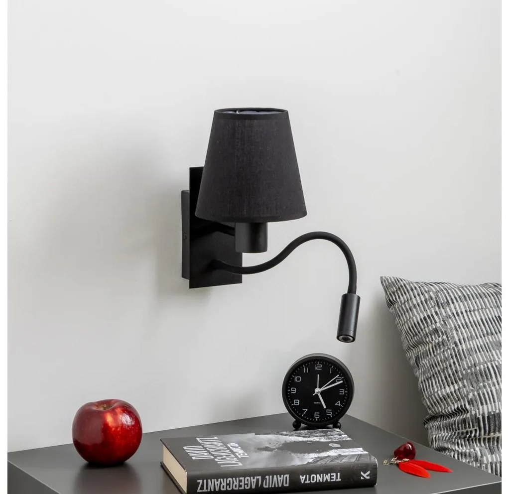 Lampă LED de perete Brilagi NUBILA 1xE27/25W/230V + LED/3W negru
