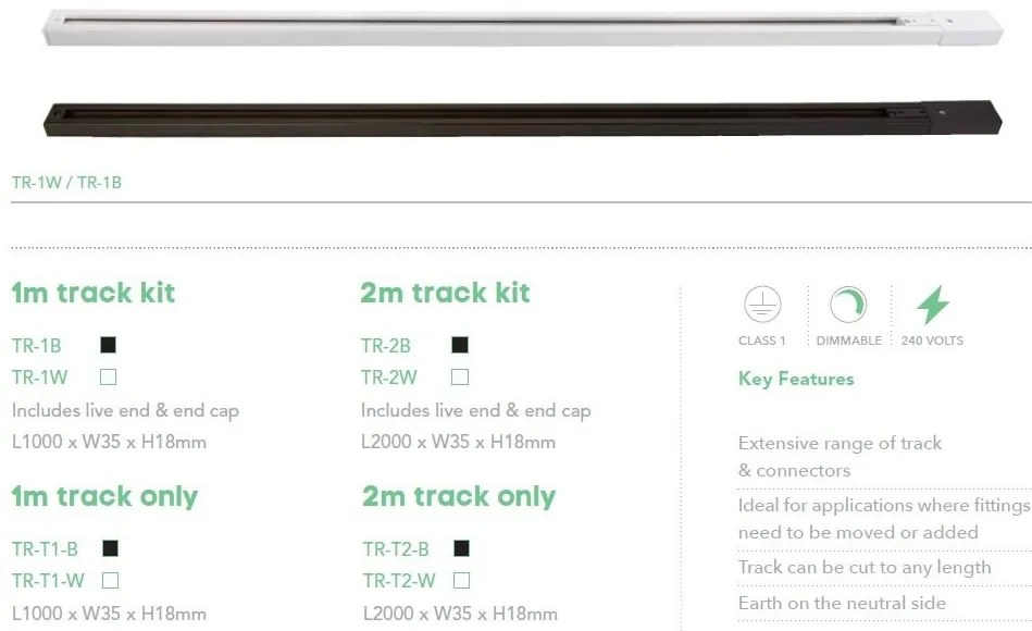 Spot directionabil pentru sina Track Project Collection, Andromeda alb