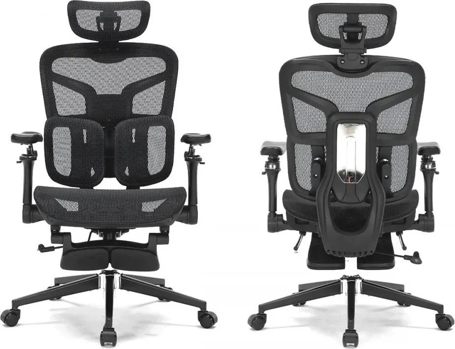 RESIGILAT- Scaun ergonomic premium DeluxStar T9 – cotiere 6D ultra moi, suport lombar adaptiv, spătar reglabil pe inaltime, tetiera 4D, mecanism multifunctional inclinare/blocare, pivotant, Mesh, Negru