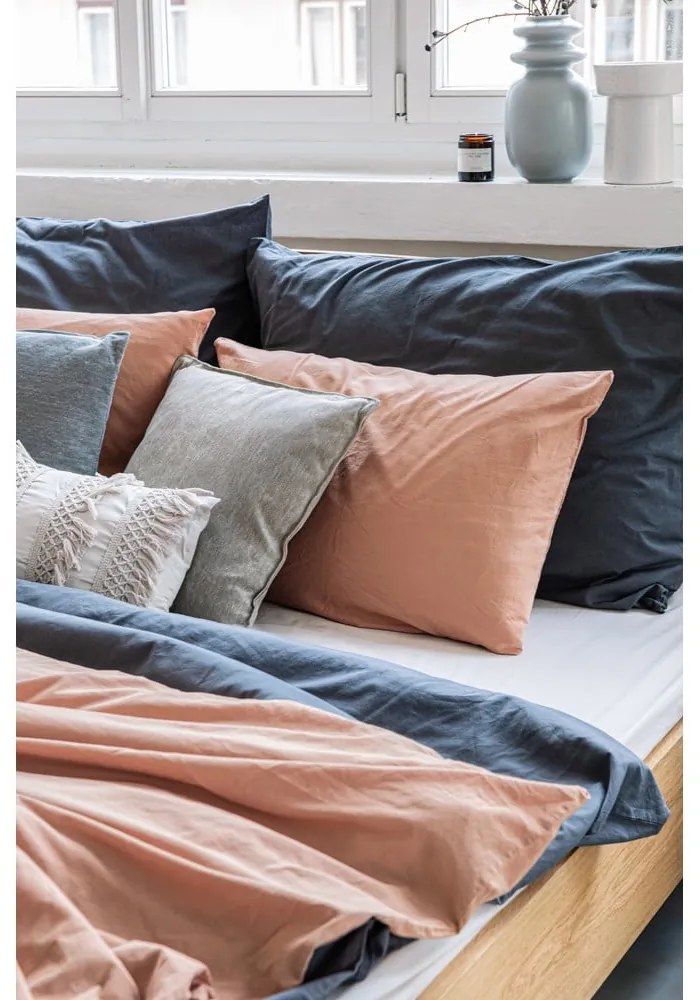 Lenjerie pentru pat dublu din bumbac stonewashed Bonami Selection, 200 x 220 cm, gri antracit
