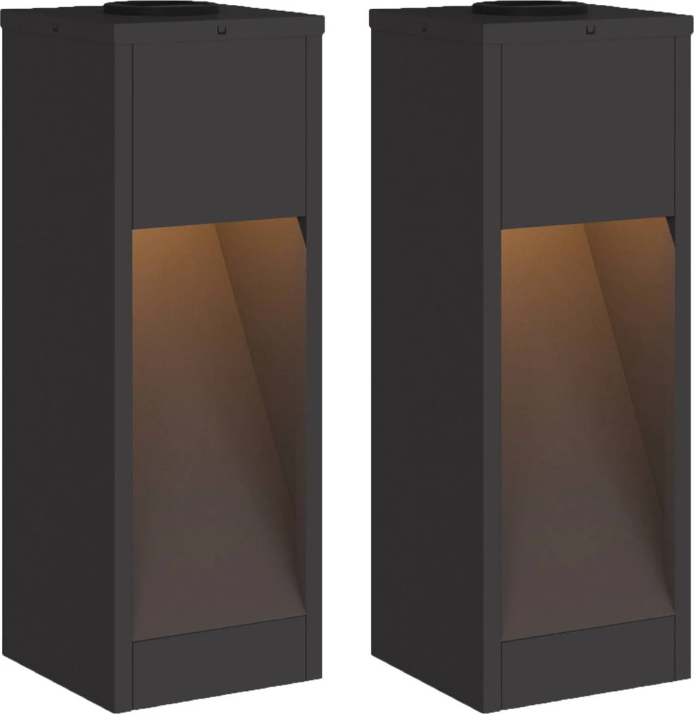 vidaXL Lampa de parcurs LED solar 2 pcs Negru Oțel laminat la rece