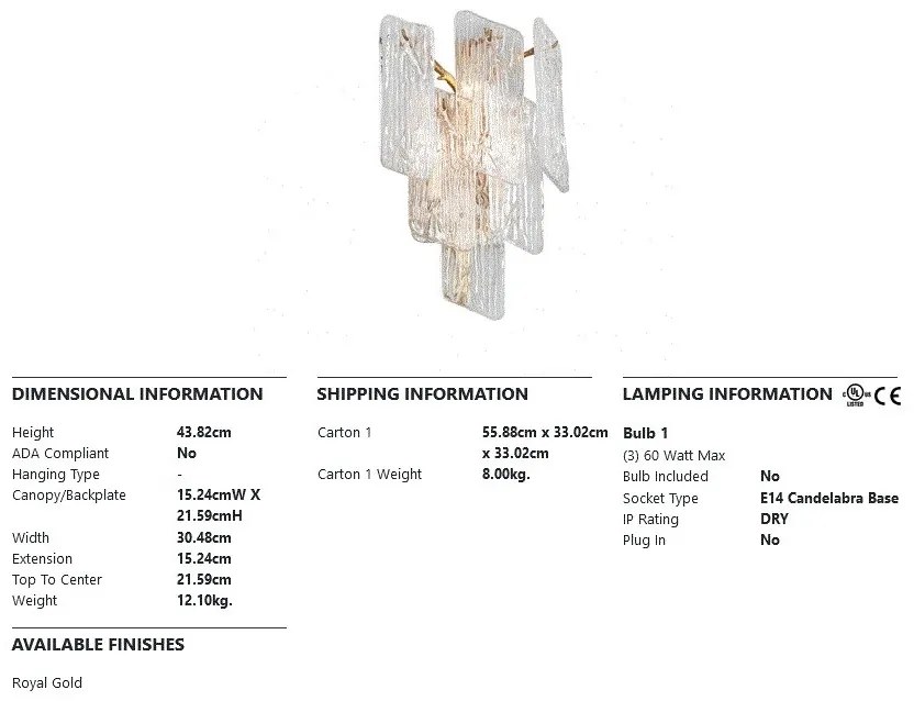 Aplica de perete LUX design deosebit PIEMONTE lucrata manual, cu 3 surse de lumina