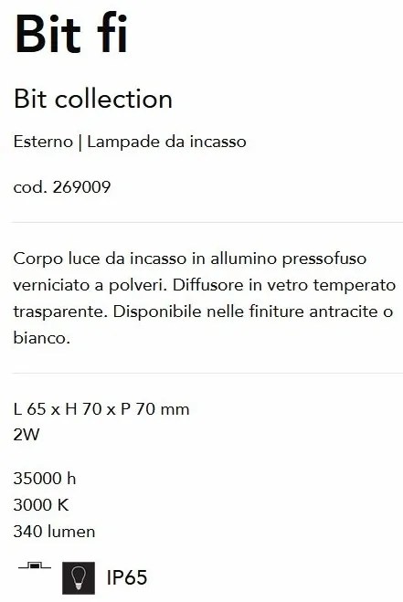Spot LED incastrabil iluminat ambiental exterior IP65 BIT FI ANTRACITE