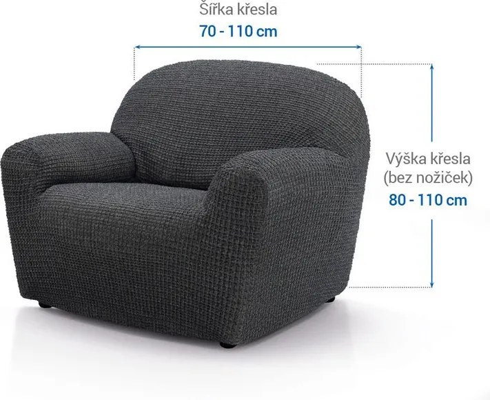 Nueva Textura Huse super elastice RUBINIA antracit fotoliu (l. 70 - 110 cm)