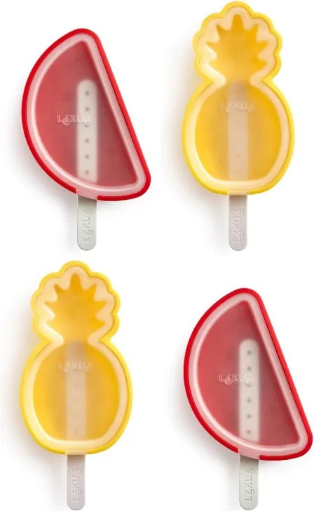 Set 4 forme pentru inghetata pe bat Lekue 1010239, 340 ml, -20°C/+100°C, Silicon platinat, Multicolor