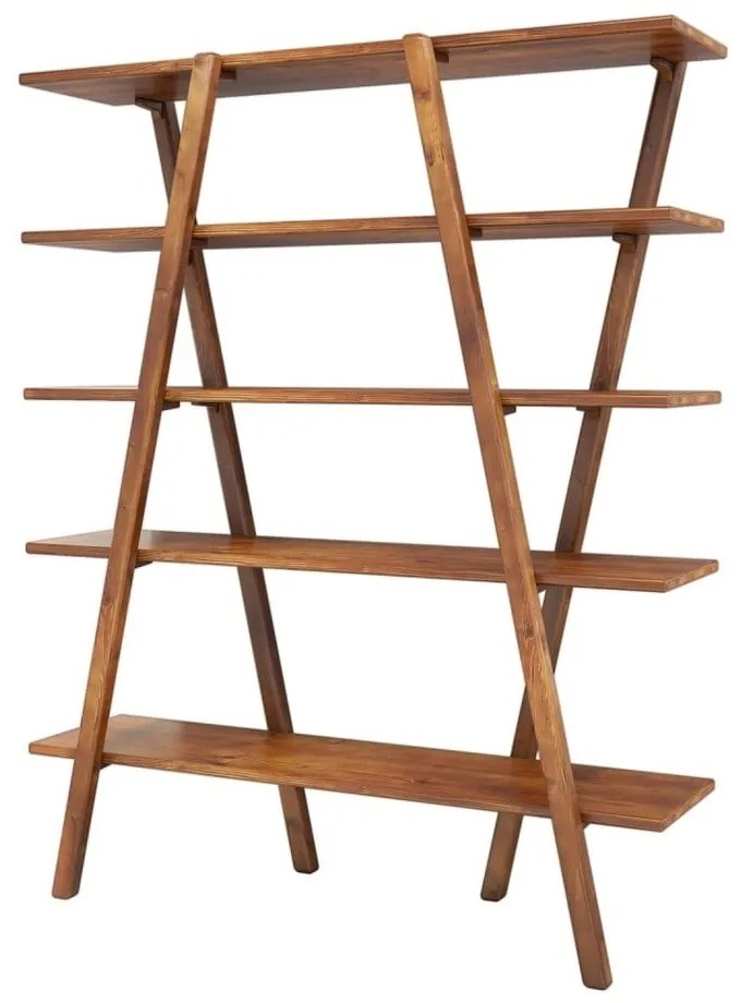 Bibliotecă din lemn de pin Perla Walnut, 148 x 120 cm