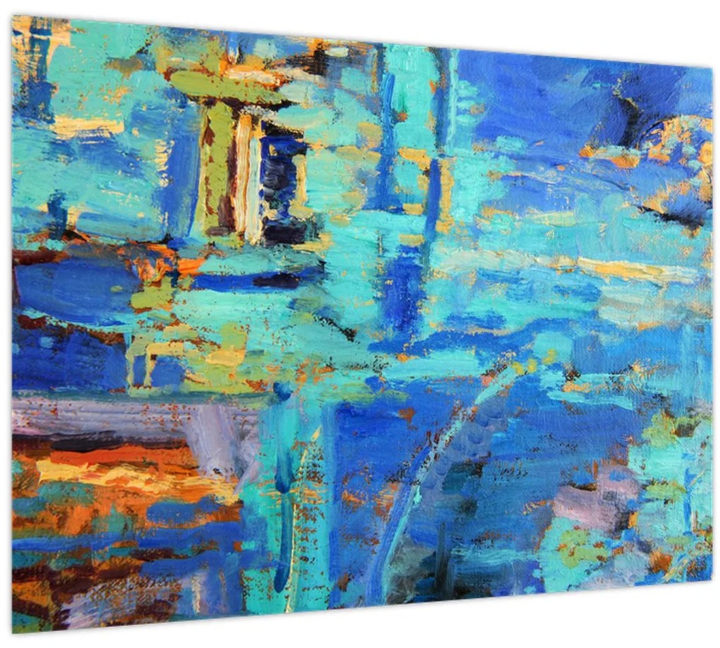 Tablou pe sticlă - pictură abstractă în ulei (70x50 cm)