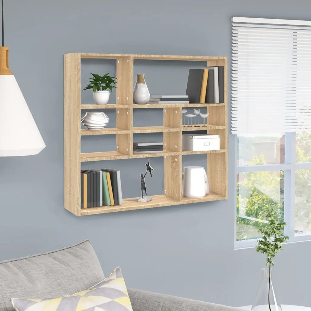 vidaXL Raft de perete, stejar Sonoma, 90 x 16 x 78 cm, lemn prelucrat