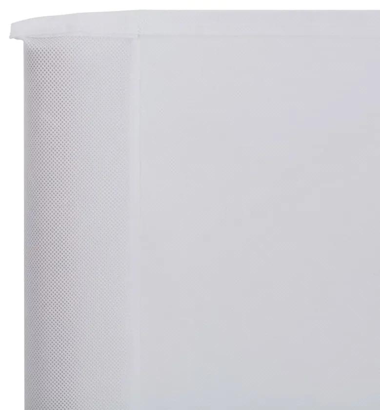 Paravan anti-vant cu 3 panouri, alb, 400 x 120 cm, textil alb nisipiu, 400 x 120 cm