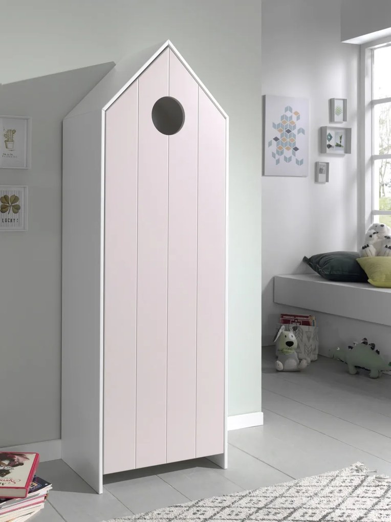 Dulap pentru copii Casami tip căsuță de plajă cu ușă roz – Vipack