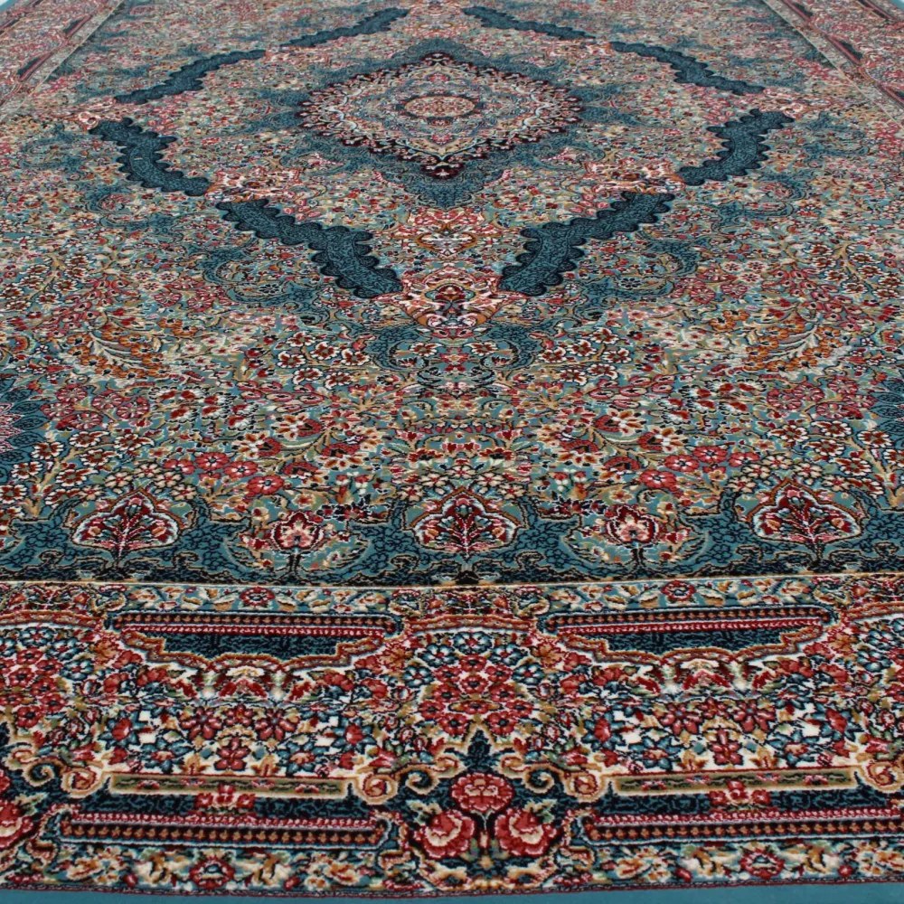 Covor persan albastru Tabriz 160x230 covor mecanic elegant pentru living sau dormitor