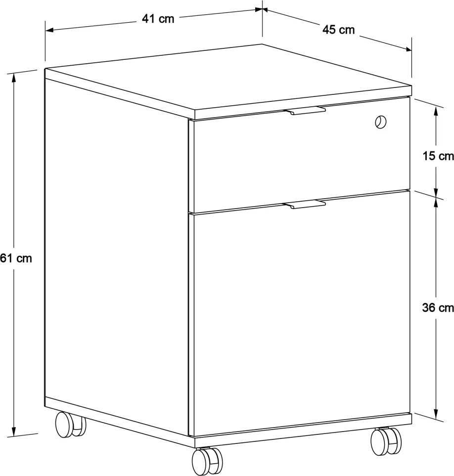 Corp Mobil Adore Rio Rollbox Office, usa, sertar cu cheie, 41 x 61 x 45 cm