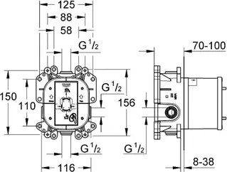 Baterie pentru montaj incastrat Grohe Rapido E-35501000