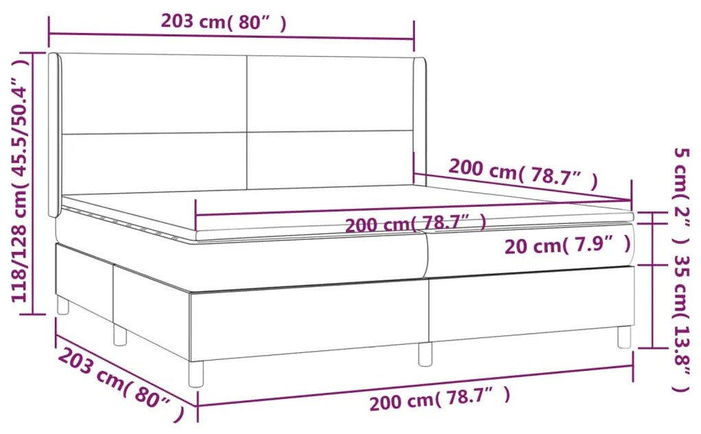 Pat box spring cu saltea, albastru, 200x200 cm, textil Albastru, 200 x 200 cm, Design simplu