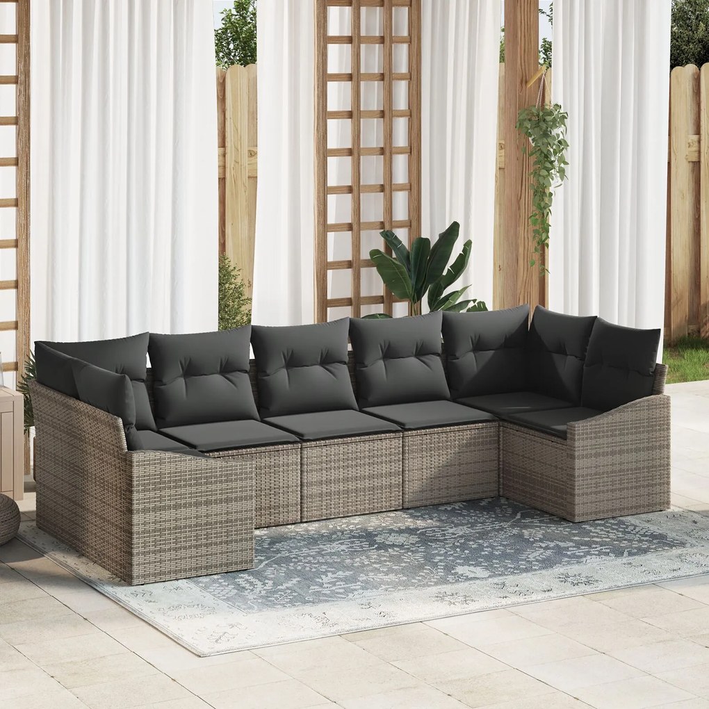 vidaXL Set de canapele pentru grădină 7 pcs Gri Rattan poli