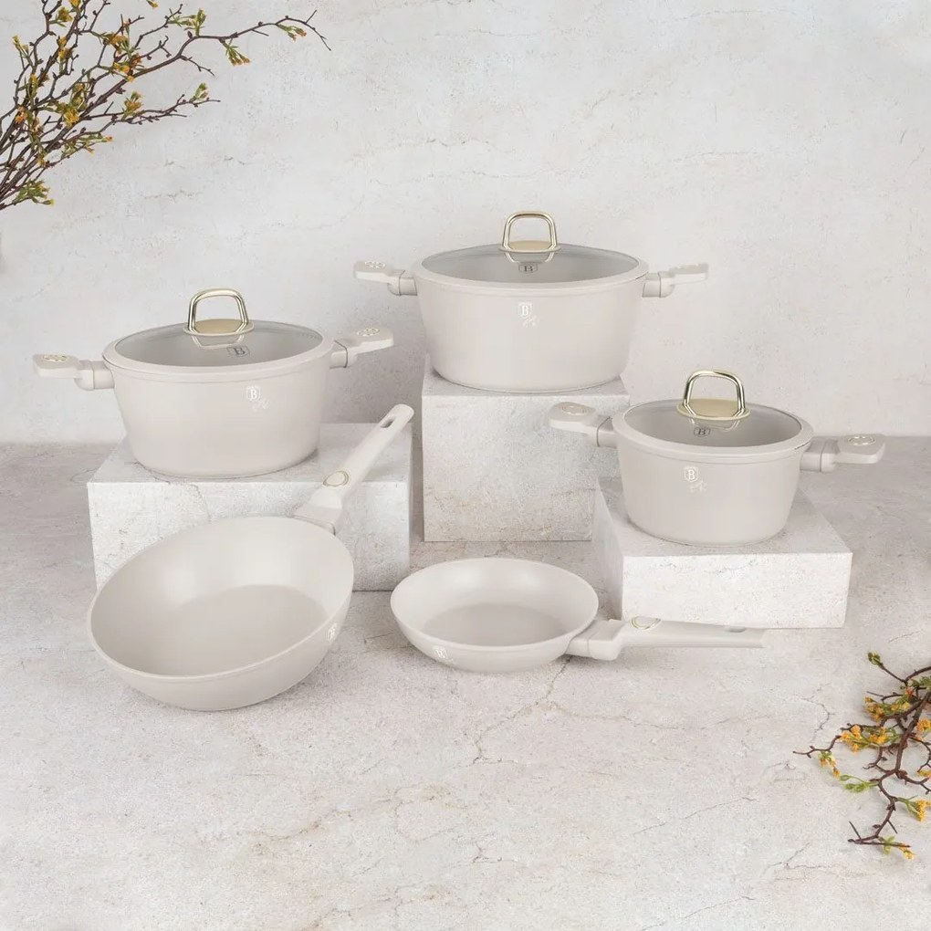 Set oale si tigai cu capace 10 piese Sahara Berlinger Haus BH 8080NN, potrivite si pentru inductie