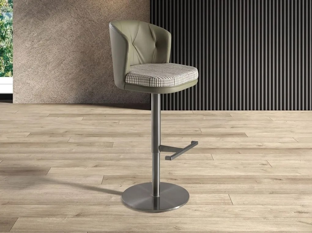 Scaun de bar pivotant cu inaltime reglabila Stool verde inchis