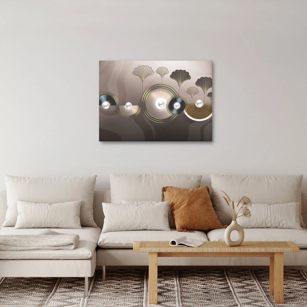 Tablou - Abstract maro-auriu (70x50 cm)