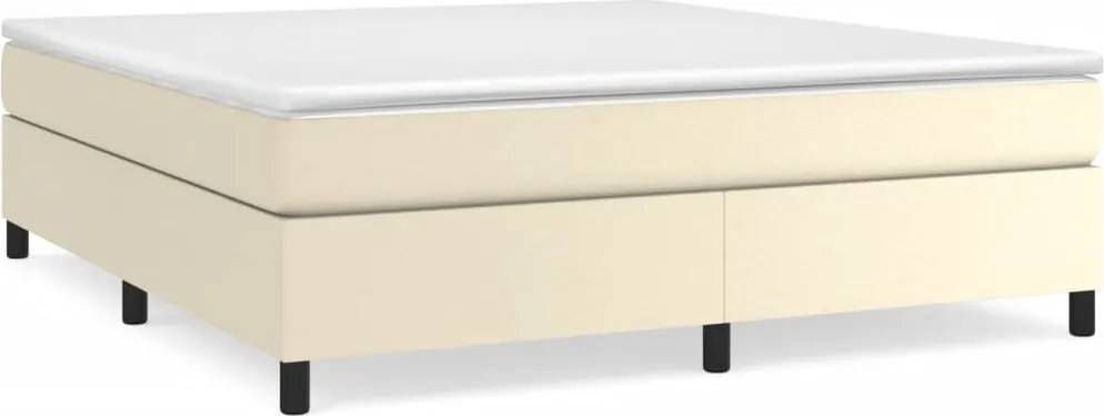 vidaXL Cadru de pat cu arcuri, crem, 180x200 cm, piele ecologică
