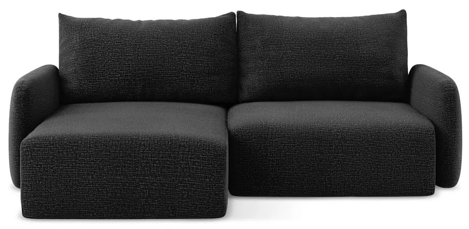 Colțar negru extensibil/cu spațiu de depozitare (cu colț pe partea stângă) Kalena – Makamii