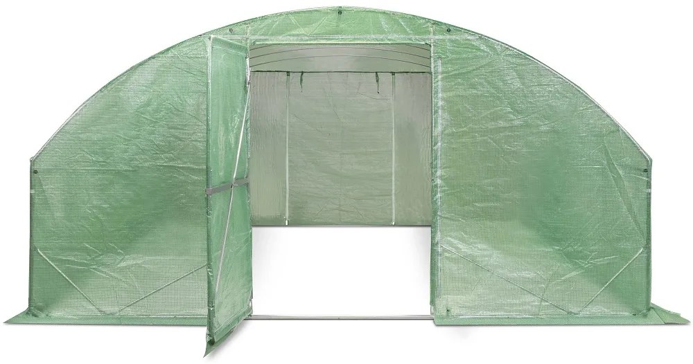 Solar de grădină cu cadru metalic 4x6m Garden Point verde cu ușă