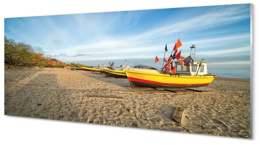 Tablouri pe sticlă Gdańsk Beach bărci de mare