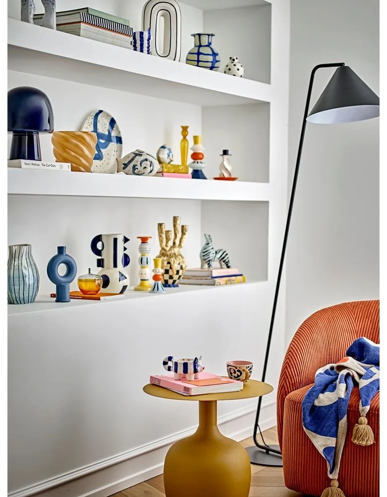 Fotoliu portocaliu wing cu tapițerie din catifea reiată Pradi – Bloomingville