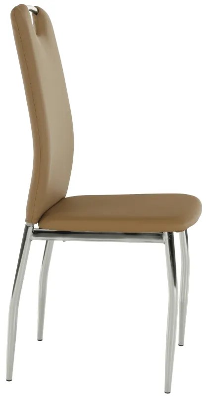 Scaun dining, piele ecologică bej/crom, ERVINA