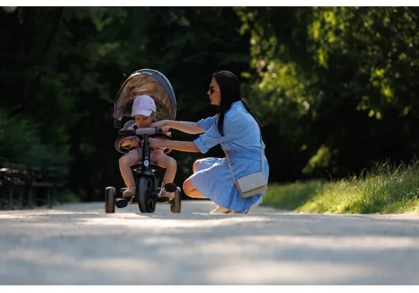 Tricicletă pentru copii 3 în 1 QPlay RITO STAR gri deschis