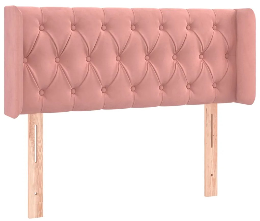 vidaXL Tăblie de pat cu aripioare roz 103x16x78/88 cm catifea