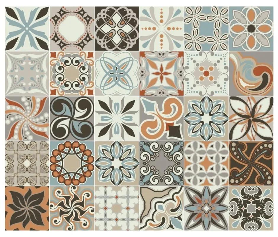 Set 30 autocolante de perete Ambiance Cement Tiles Bali, 10 x 10 cm