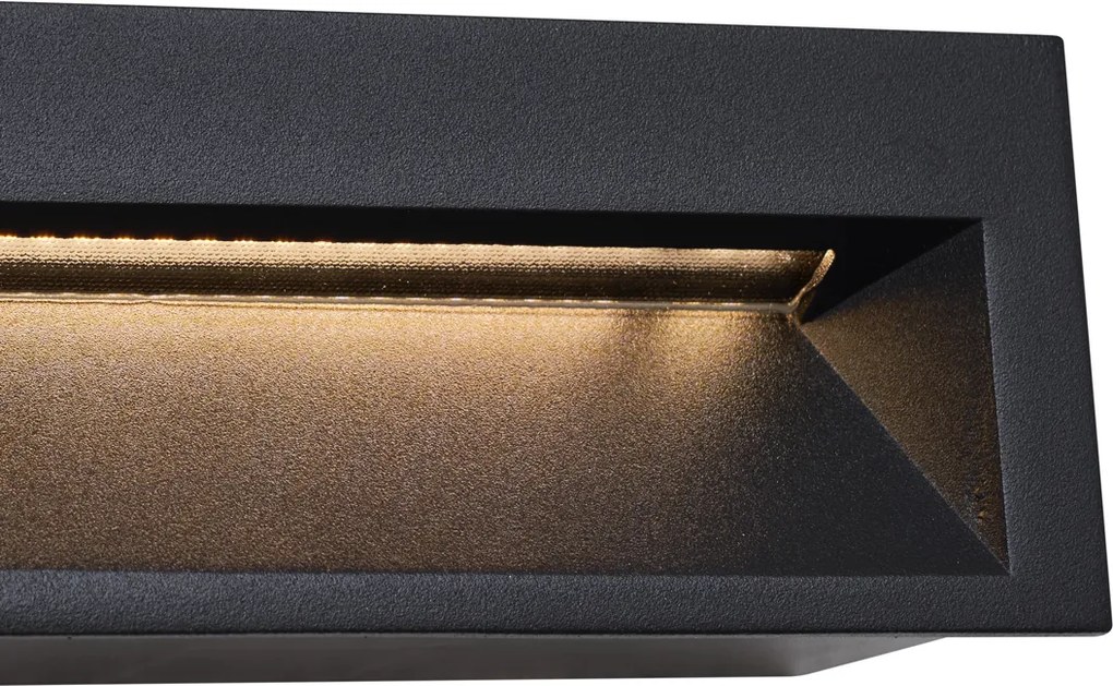 Set de 6 Aplice de perete încastrate moderne Negre 28 cm cu LED inclus IP65 - Mert