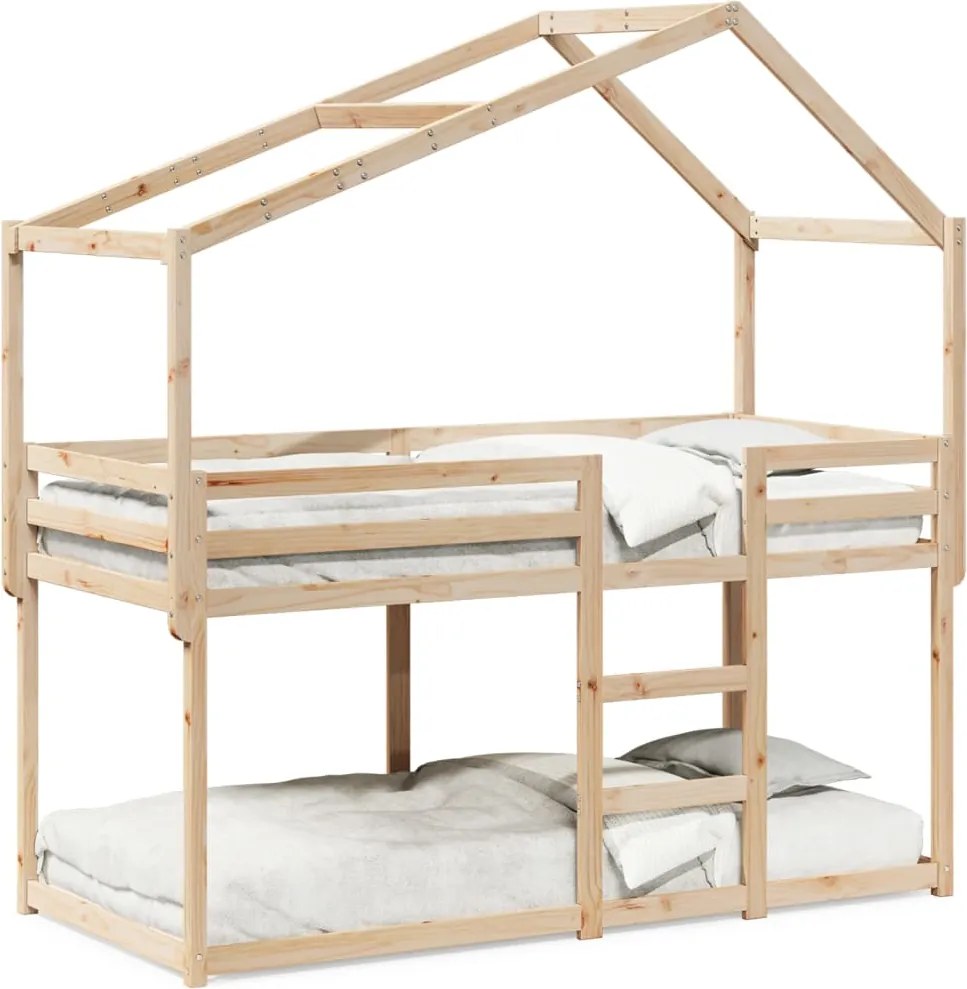 vidaXL Pat supraetajat fără saltea, 90x200 cm, lemn masiv de pin