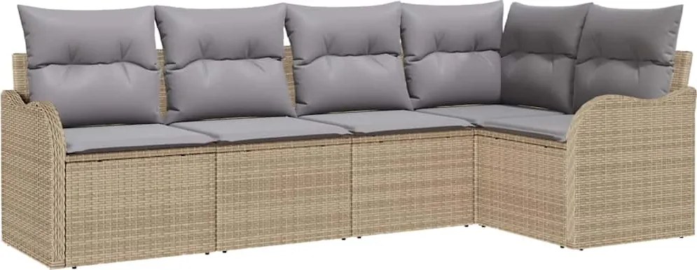 vidaXL Set de canapele pentru grădină 5 pcs Bej poliratan