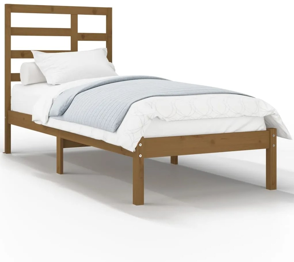 3105763 vidaXL Cadru de pat single, maro miere, 90x190 cm, lemn masiv