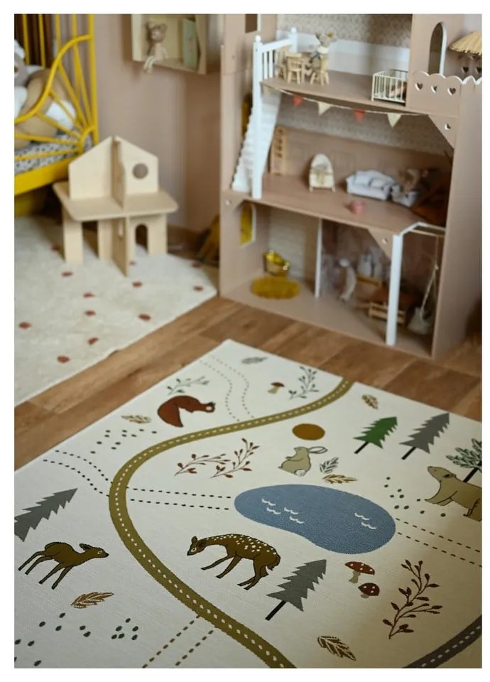 Covor de joacă pentru copii crem 123x180 cm Little Forest – Nattiot