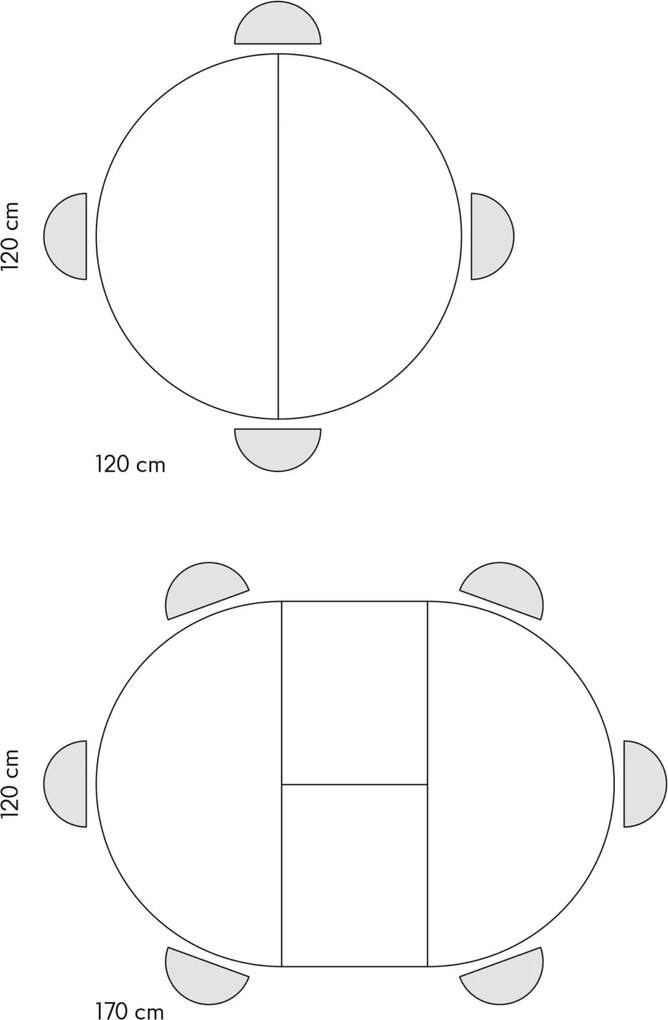 Masa rotunda extensibila Melania, blat Alb Marmorat Ø 120 cm