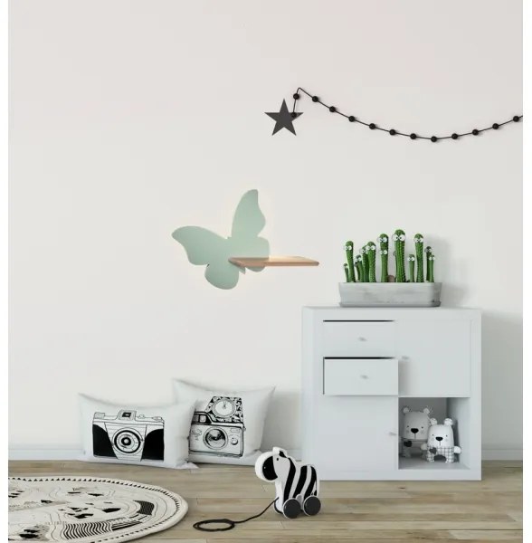 Aplică LED cu raft pentru copii BUTTERFLY LED/5W/230V verde/lemn