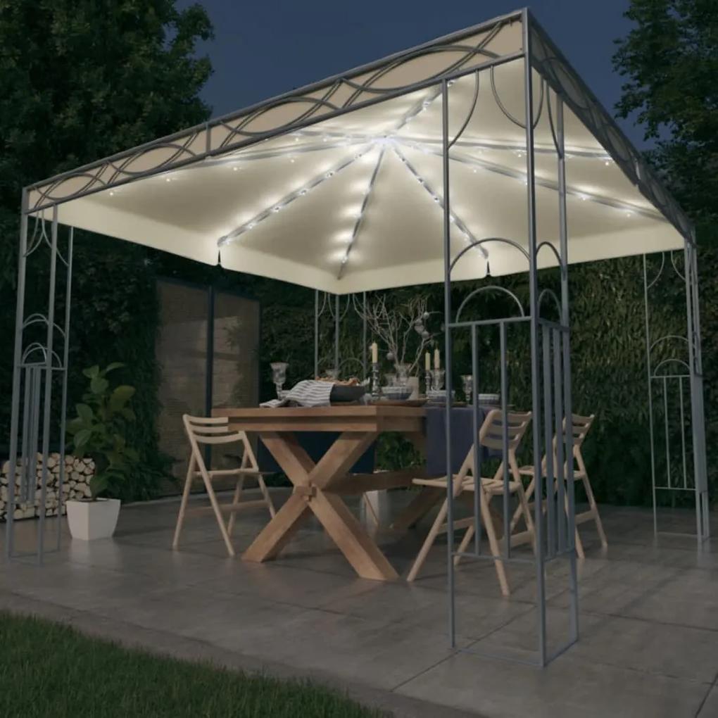 Pavilion cu sir de lumini LED, crem, 300x300 cm Crem, 300 x 300 cm