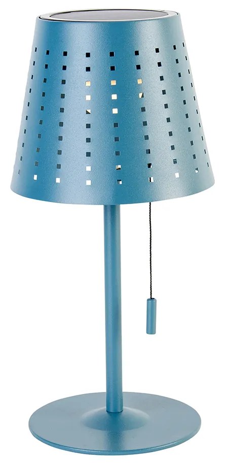 Lampă de masă de exterior albastră cu LED, cu 3 trepte de luminozitate, reîncărcabilă și solară - Ferre