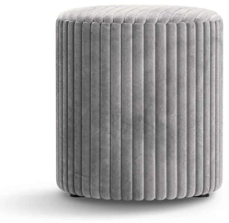 Taburet gri deschis cu tapițerie din catifea reiată Dia – Micadoni